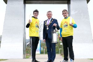 Mayor of Antrim and Newtownabbey, Councillor Paul Michael launches this year's Darkness into Light which will take place at V36, Newtownabbey on May 11,at 4.15am.