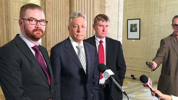 Simon Hamilton, Peter Robinson and Mervyn Storey from the Democratic Unionist Party
